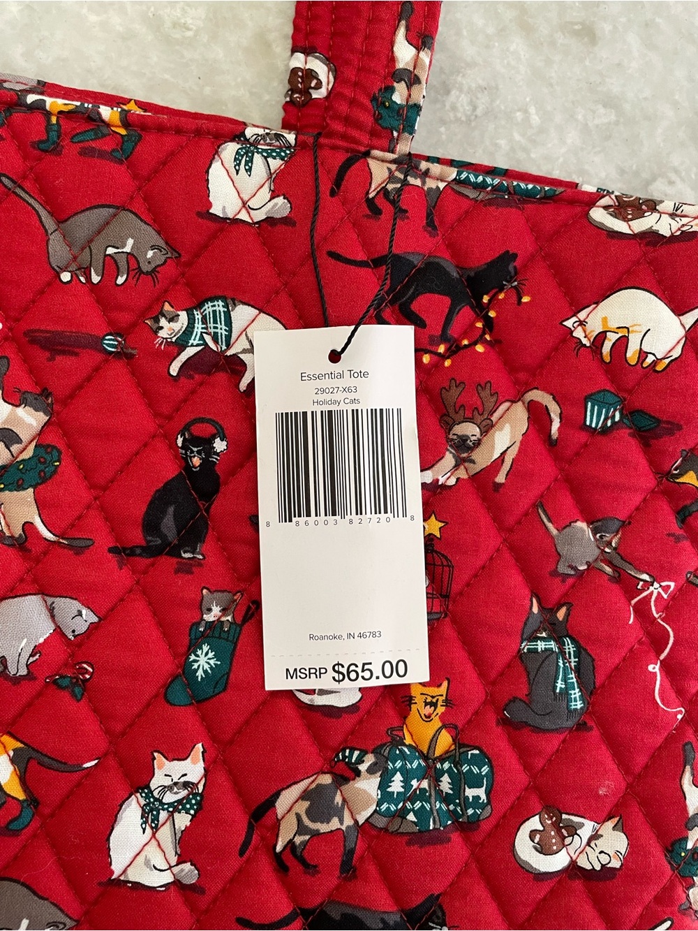 Vera Bradley Holiday Cat Essential Tote - Picture 9 of 10